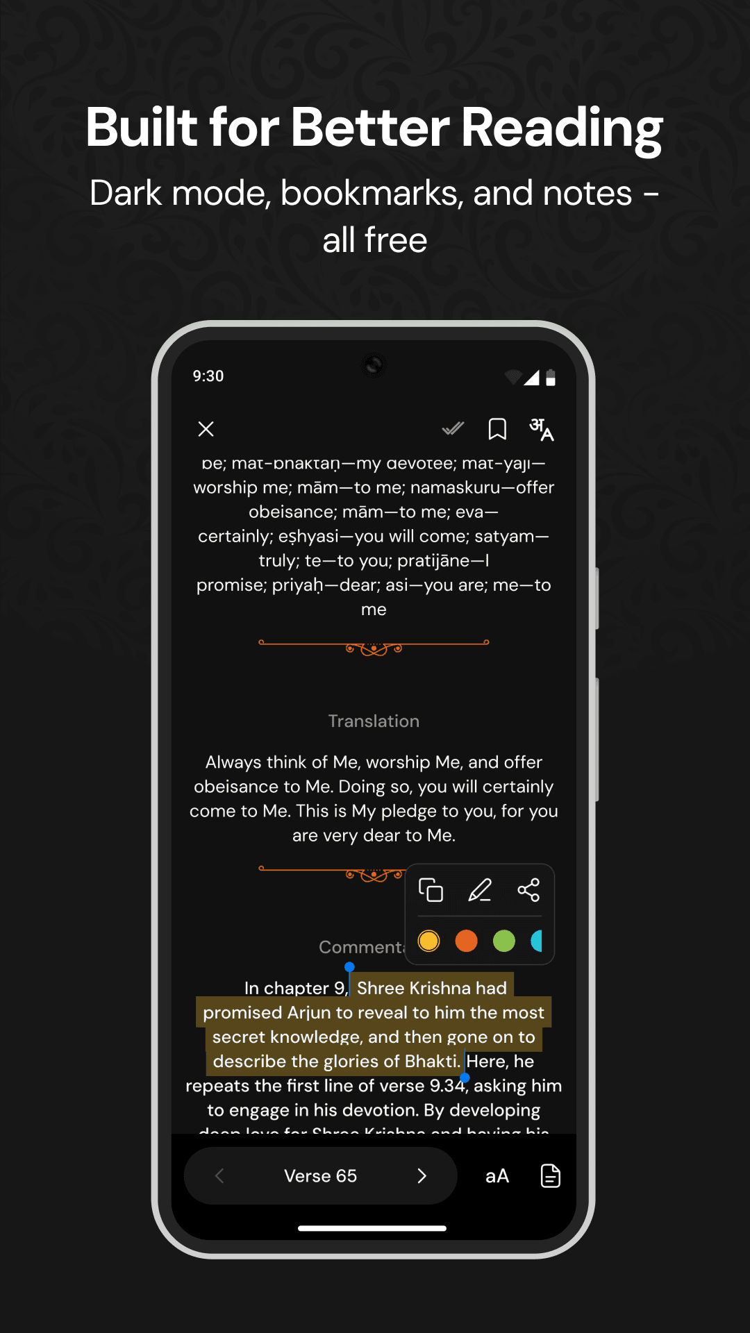 Bhagavad Gita app screen