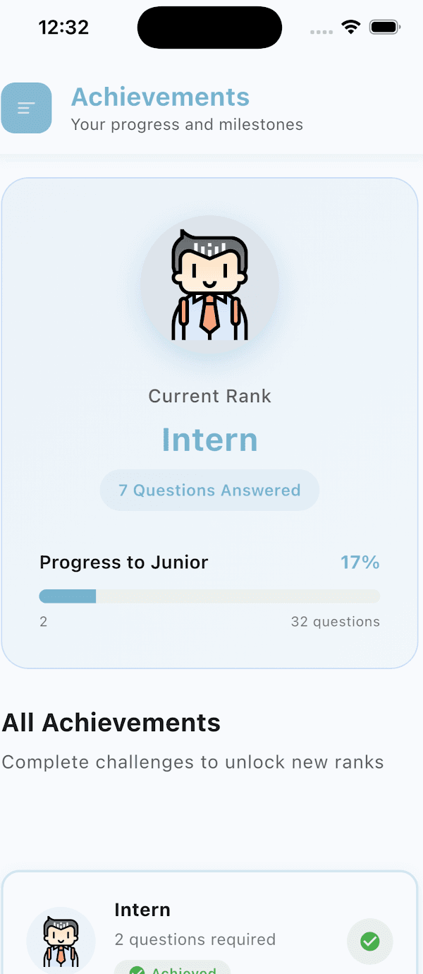 Leisure Quiz app screen