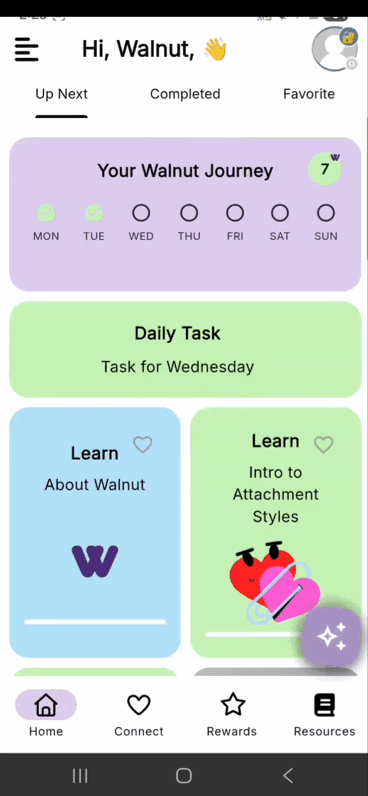 Walnut app screen