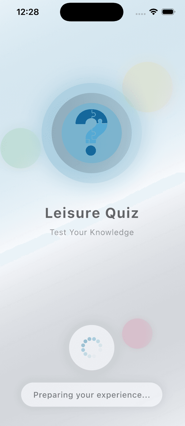 Splash — Leisure Quiz, built to help users ace their job interviews