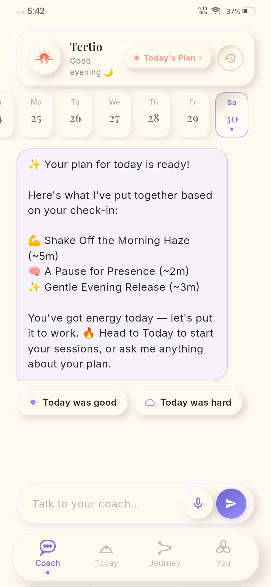 Tertio — AI wellness coach